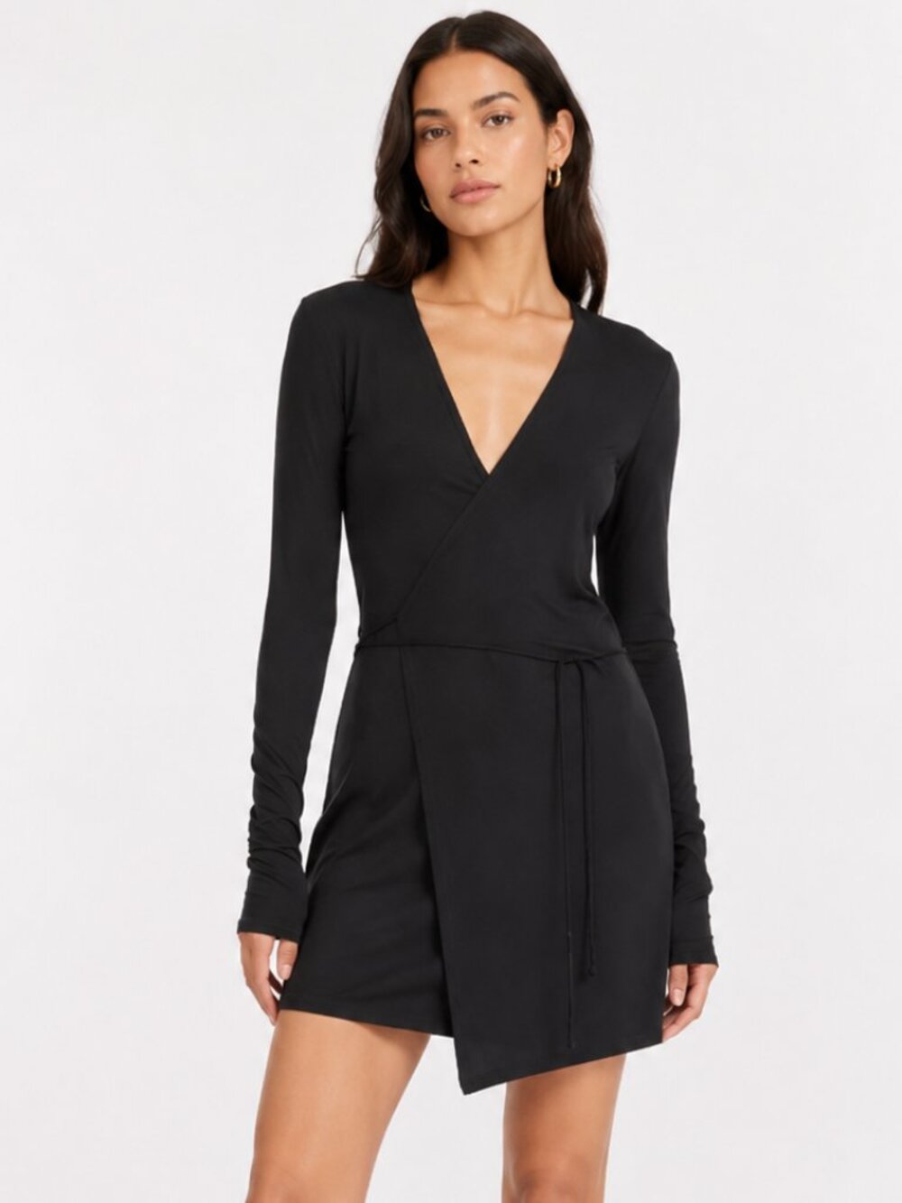 TRAVIS TADDEO BLACK JERSEY SUSAN SERIE TT WRAP DRESS - XS